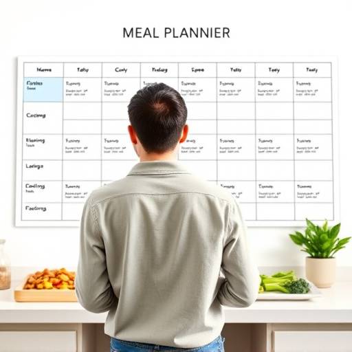 A person planning their meals for the week using a meal planning template